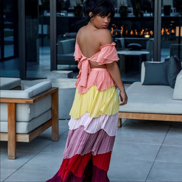 Multi Pleated Color-Block Coord Set Size Small - Picture 6 of 6